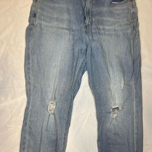 High rise blue jeans